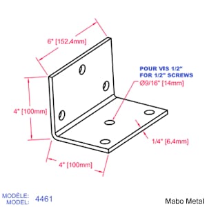 Beam Steel Angle Brace (n° 4461) 6 in. x 4 in. x 4 in. x 1/4 in.