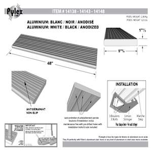 Marche en aluminium noir 48 po Collection 10. PYLEX