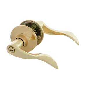 Wave Bathroom Door Handle Brass