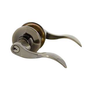 Wave Keyed Entry Door Handle Antique Brass