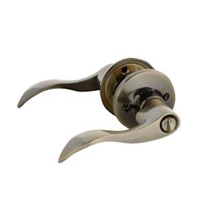 Wave Keyed Entry Door Handle Antique Brass