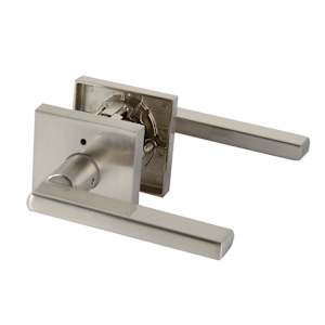 Poignée de porte de salle de bains bec-de-cane  Halifax nickel satiné