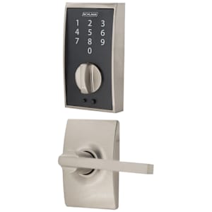 Century Digital Keypad Electronic Front Door Lock and Lever Handle Satin Nickel