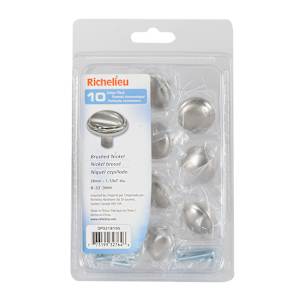 Marseille Metal Cabinet Knobs Brushed Nickel 28 mm Pkg/10