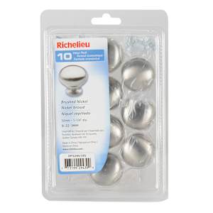 Buffalo Metal Cabinet Knobs Brushed Nickel 32 mm Pkg/10