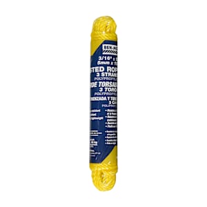 Corde de polypropylène torsadée 3/16 po x 50 pi