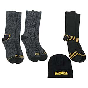 Dewalt Work Socks and Tuque Large Pkg/3
