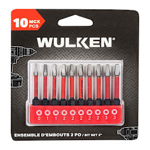 WULKEN 10-Pc Bit Set 2 in. Square