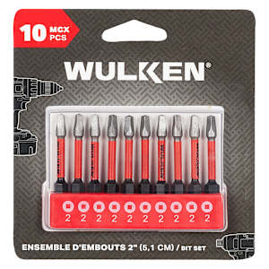 WULKEN 10-Pc Bit Set 2 in. Square