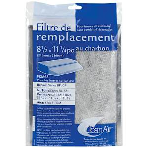 Filtre au charbon pour hotte de cuisine 11 1/4 po x 8 1/2 po