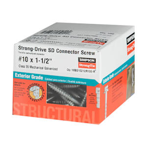 SD CONNECTOR Structural Wood Screw 1 1/2 in. #10 HEX Pkg/100