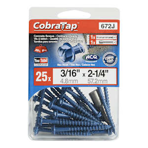 3/16 in. x 2 1/4 in. H.H. Concrete Screws Pkg/25