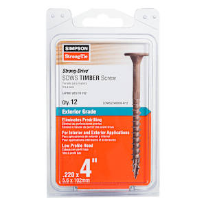 TIMBER DB Structural Wood Screw 4 in. W.H. Tan Pkg/12