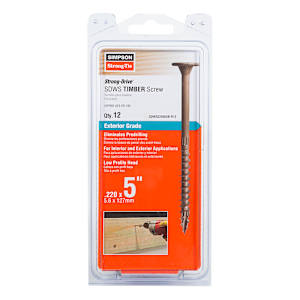 TIMBER DB Structural Wood Screw 5 in. W.H. Tan Pkg/12