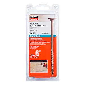 TIMBER DB Structural Wood Screw 6 in. W.H. Tan Pkg/12
