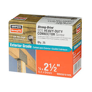 Vis à bois structurelle HD CONNECTOR 2 1/2 po x 1/4 po T.H. Pqt/25