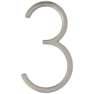 Distinction Number 3 Zinc Brushed Nickel 5 in.