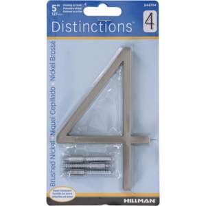 Distinction Number 4 Zinc Brushed Nickel 5 in.