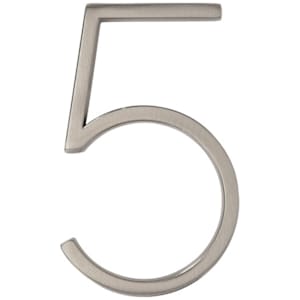 Distinction Number 5 Zinc Brushed Nickel 5 in.