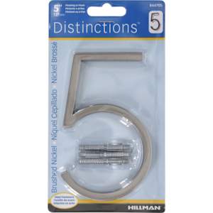 Distinction Number 5 Zinc Brushed Nickel 5 in.