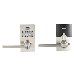 Smartcode 10 Digital Keypad Electronic Front Door Lock with Lever Handle Satin Nickel