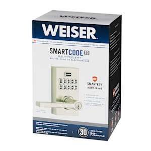 Smartcode 10 Digital Keypad Electronic Front Door Lock with Lever Handle Satin Nickel