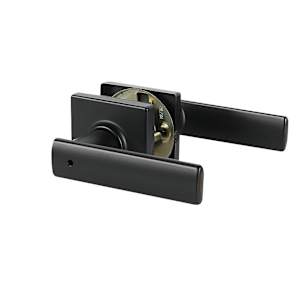 Breton Safe Lock Bathroom Door Handle  Black
