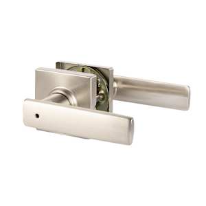 Breton Safe Lock Bathroom Door Handle Satin Nickel