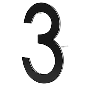 Contemporary Number 3 Aluminum Black 9 in.
