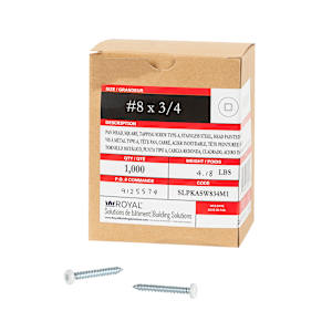 White Vinyl Rib Screws 3/4 in.  n° 8 Pkg/1000