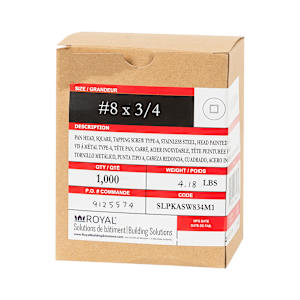 White Vinyl Rib Screws 3/4 in.  n° 8 Pkg/1000