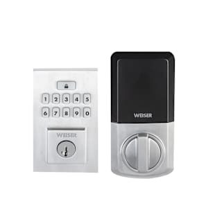 Contemporary Smartcode Digital Keypad Electronic Door Deadbolt Satin Chrome