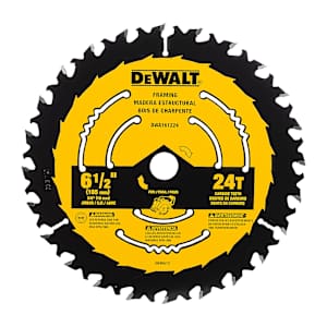 Lame de scie circulaire pour charpente 6 1/2 po 24 dents DEWALT