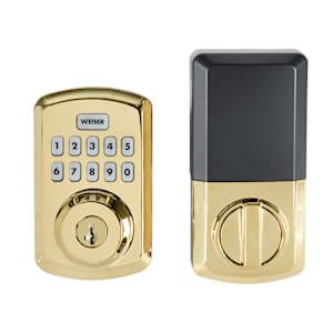 Serrure de porte électronique à clavier numérique Powerbolt3 laiton
