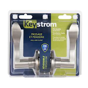 Poignée bec-de-canne pour porte de passage nickel satiné KËYSTROM Wave