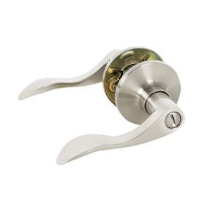 Poignée bec-de-canne pour porte de salle de bains nickel satiné KËYSTROM Wave