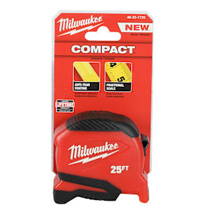 Ruban à mesurer compact 25 pi x 1 po MILWAUKEE