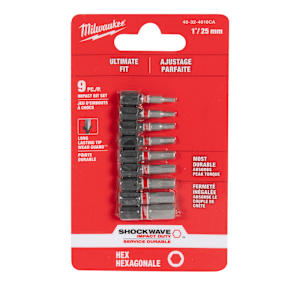 MILWAUKEE 1 in. SAE Hexagonal Screwdriver Bits Set/9