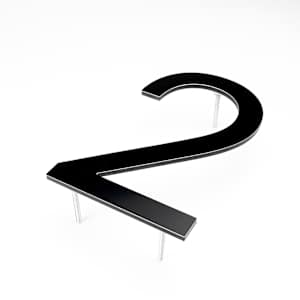 Chiffre 2 Bungalow en aluminium noir 8 1/2 po