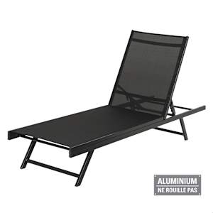 Chaise longue en aluminium noire VERTUO