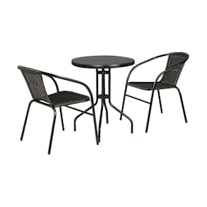 Chaise bistro en acier Paris noire et espresso VERTUO