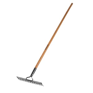 NEKTRA PRO 14-Tine Steel Level Rake with Wooden Handle