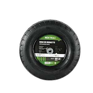 Roue et pneu pour brouette avec essieu 5/8 po 15 3/8 po