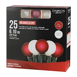 Jeu de 25 lumières G40 blanc/rouge