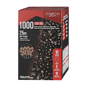 Jeu de 1 000 lumières DEL blanc chaud