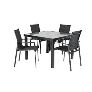 VERTUO Black Aluminum Square Garden Table 42 1/8 in.