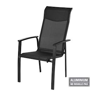 VERTUO Black Aluminum High Back Patio Chair