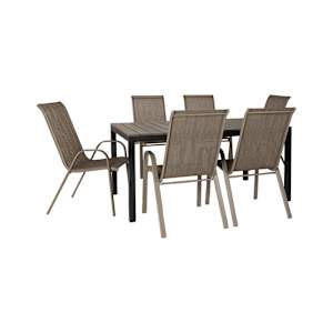 VERTUO Rectangular Aluminum and Composite Wood Garden Table 37 in. x 63 in.