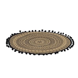 Napperon rond à motif noir et naturel 16 1/8 po VERTUO