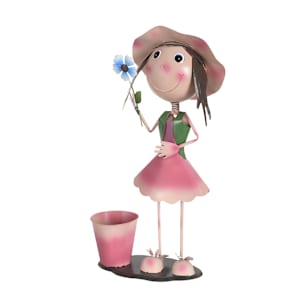 VERTUO Decorative girl with dress and pot 23 1/4 in.